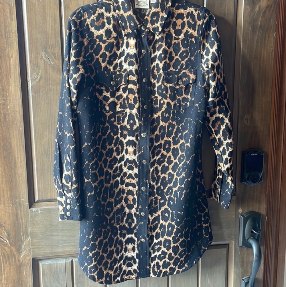 Cowgirl Justice animal print shirt dress small